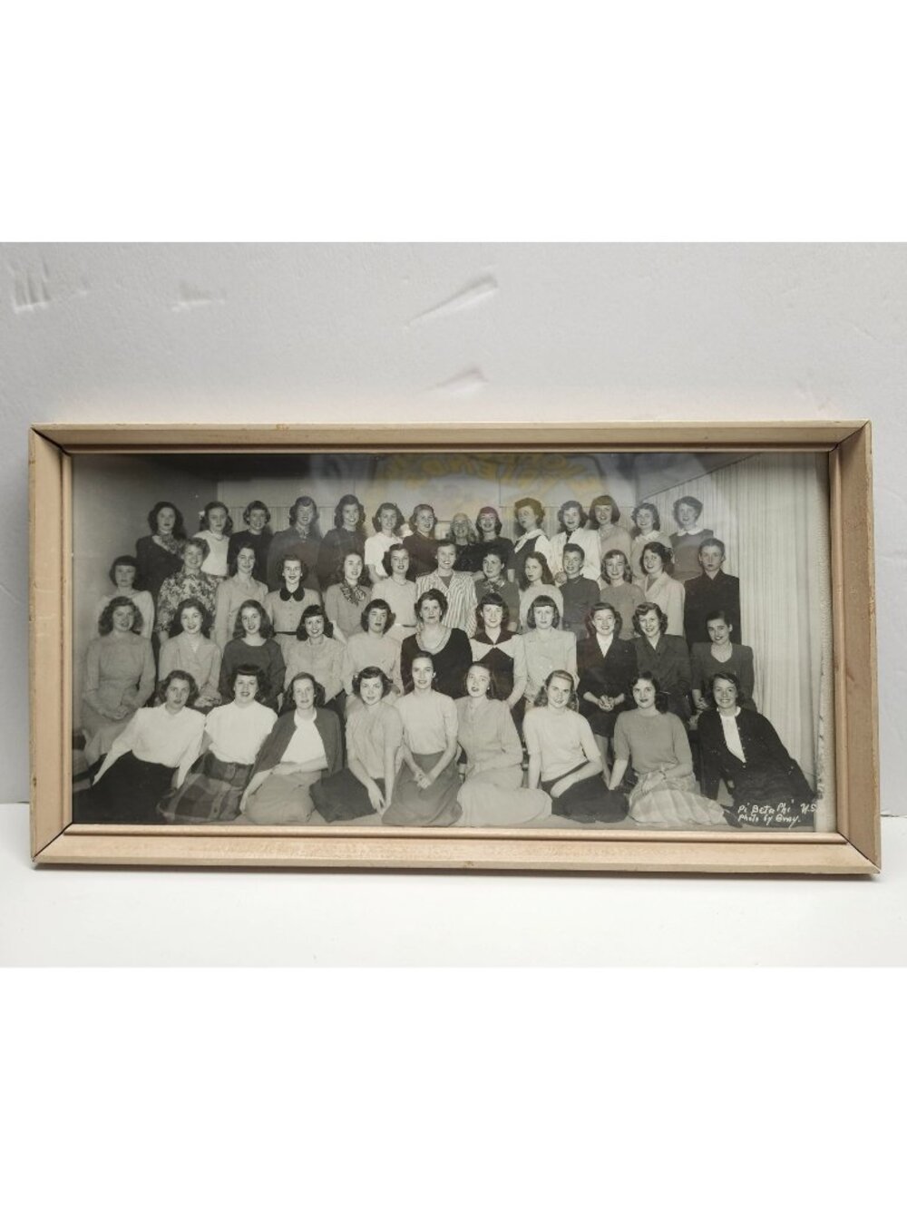 Pi Beta Phi Framed Sorority Photograph Black & White Vintage  Est. 1940's-1950's